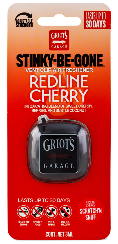 Griots Garage 10751 Stinky-Be-Gone Vent Clip Air Freshener - Redline Cherry
