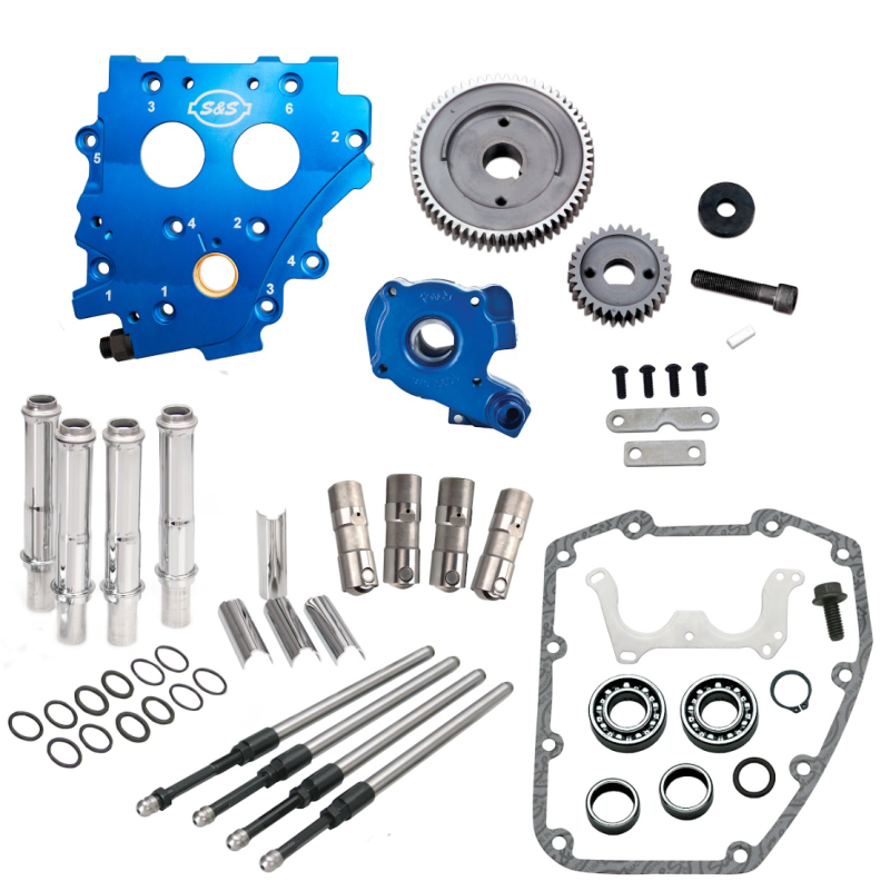 S&S 310-1267 Cycle 99-06 BT Gear Drive Cam Chest Kit w/o Cam, w/ Chrome Pushrod