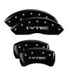 MGP 39024SIVTBK 4 Caliper Covers Engraved Front & Rear I-Vtec Black Finish Silve
