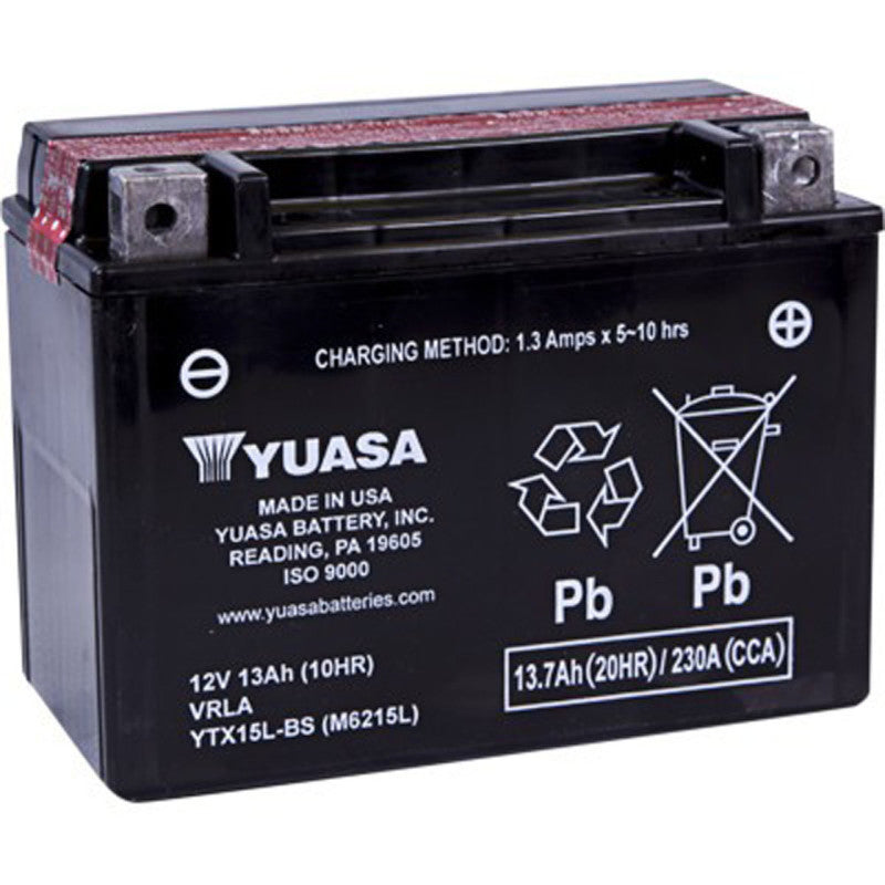 Yuasa YUAM6215L YTX15L-BS Maintenance Free AGM 12 Volt Battery (Bottle Supplied)
