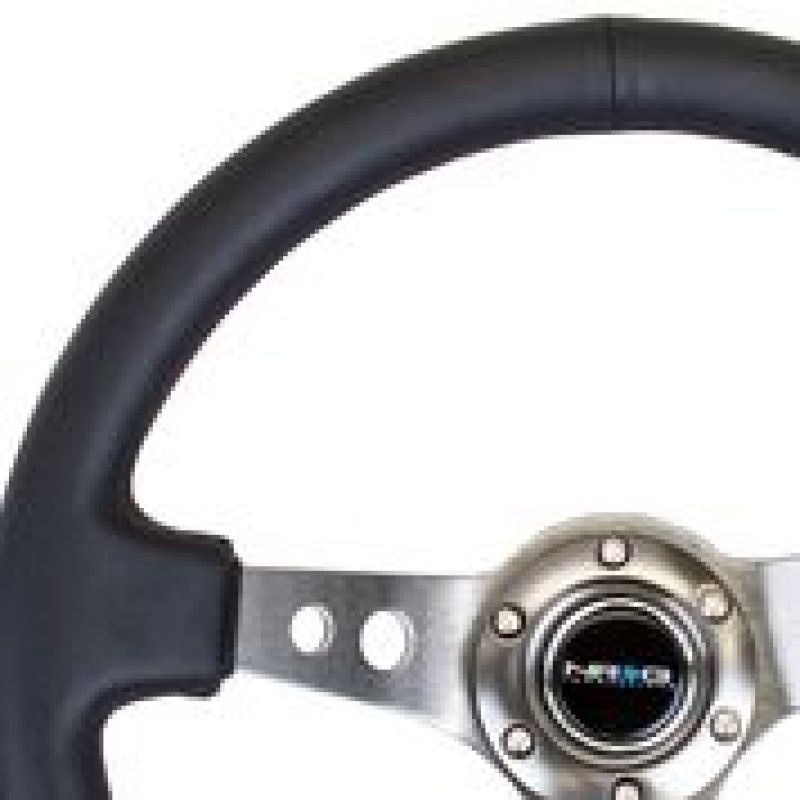 NRG RST-006GM RST-006GM Reinforced Steering Wheel Blk Leather w/Gunmetal Circle