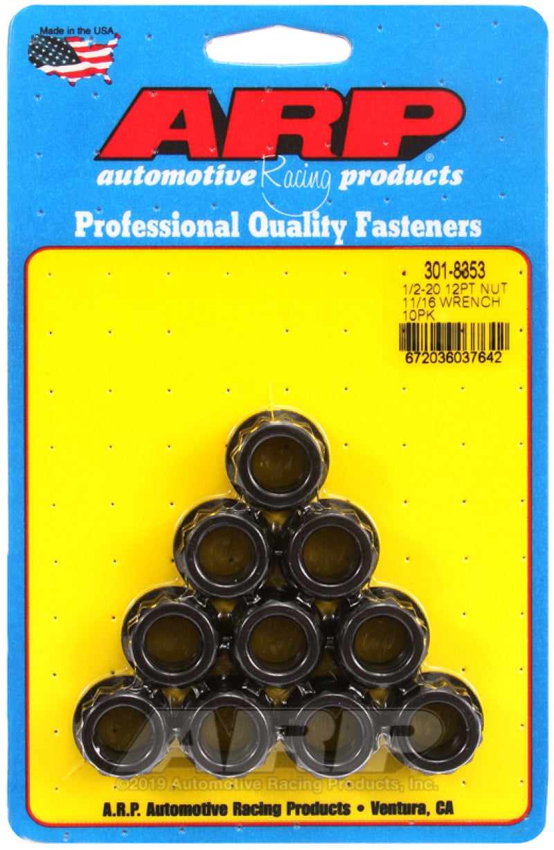 ARP 301-8353 1/2-20 11/16 Socket 12pt Nut Kit (Set of 10)
