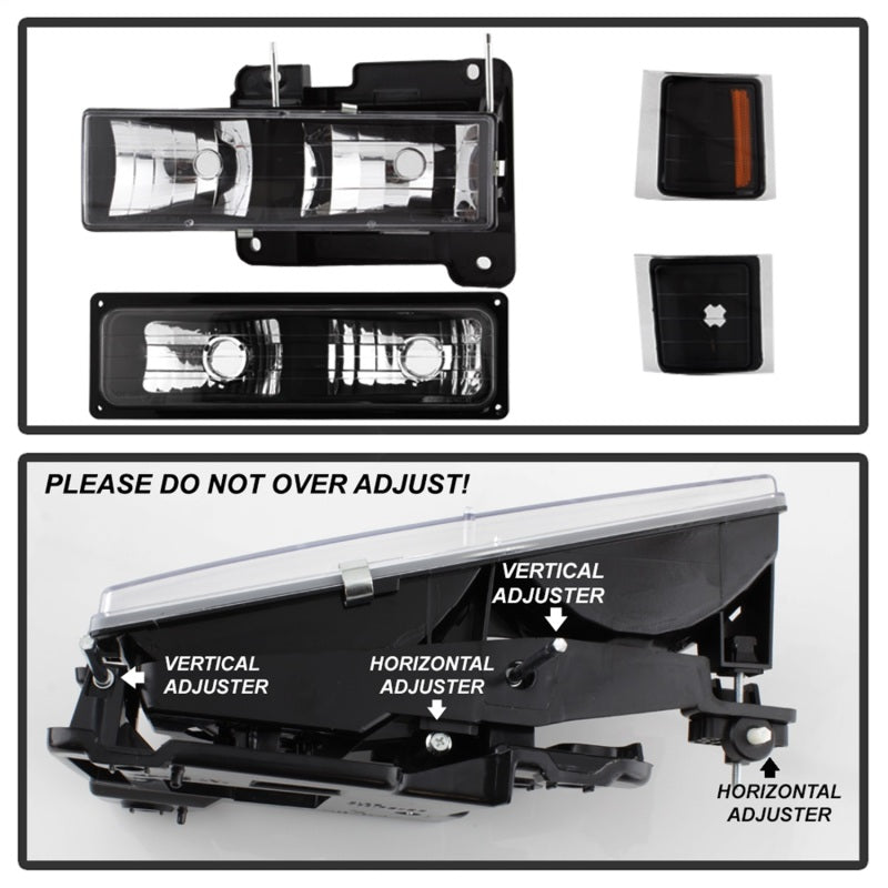 5072221 Xtune fits Chevy 94-98 Suburban Headlights w/ Corner & Parking Lights