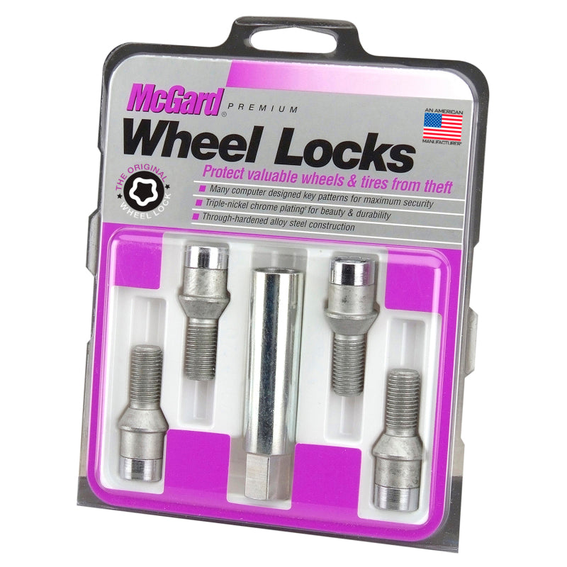 McGard 27192 Wheel Lock Bolt Set - 4pk. (Tuner / Cone Seat) M12X1.5 / 17mm Hex / 22.4mm Shank L. - Chrome