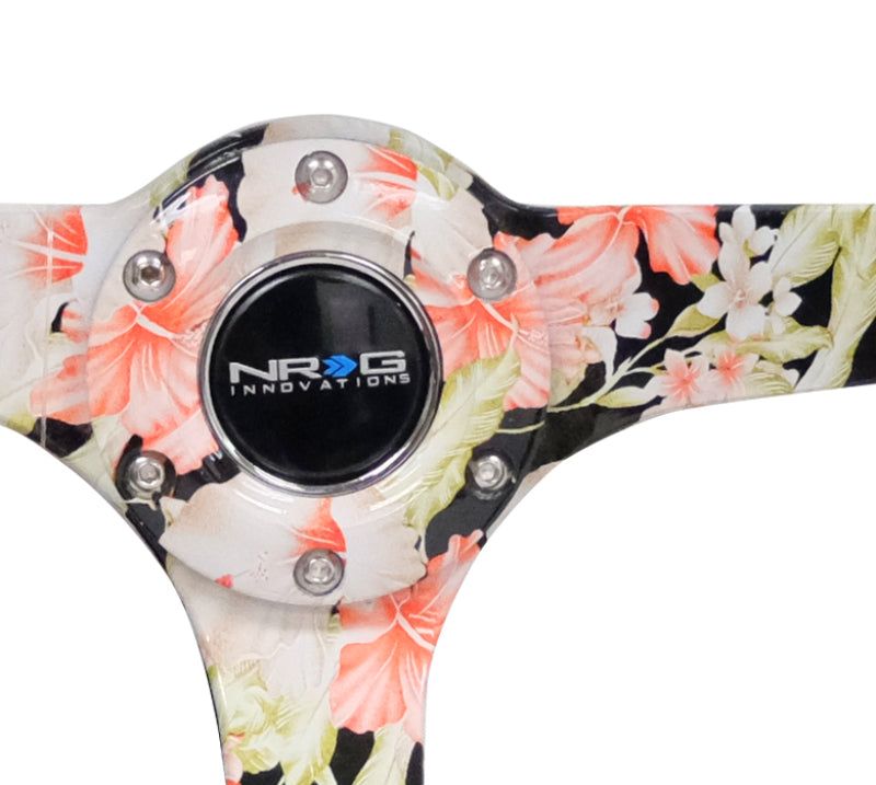 NRG RST-036FL-S RST-036FL-S Reinforced Steering Wheel Blk Suede Floral Dipped