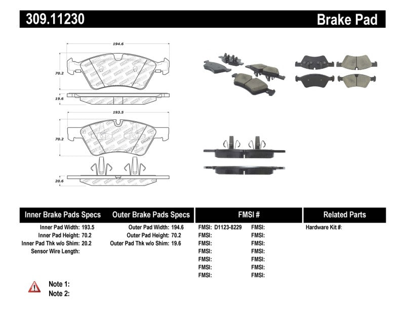 Stoptech 309.1123 Performance Brake Pads