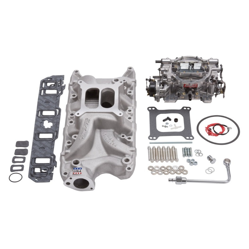 Edelbrock 2032 Manifold And Carb Kit Performer RPM Small Block fits Ford 289-302 Natural Finish