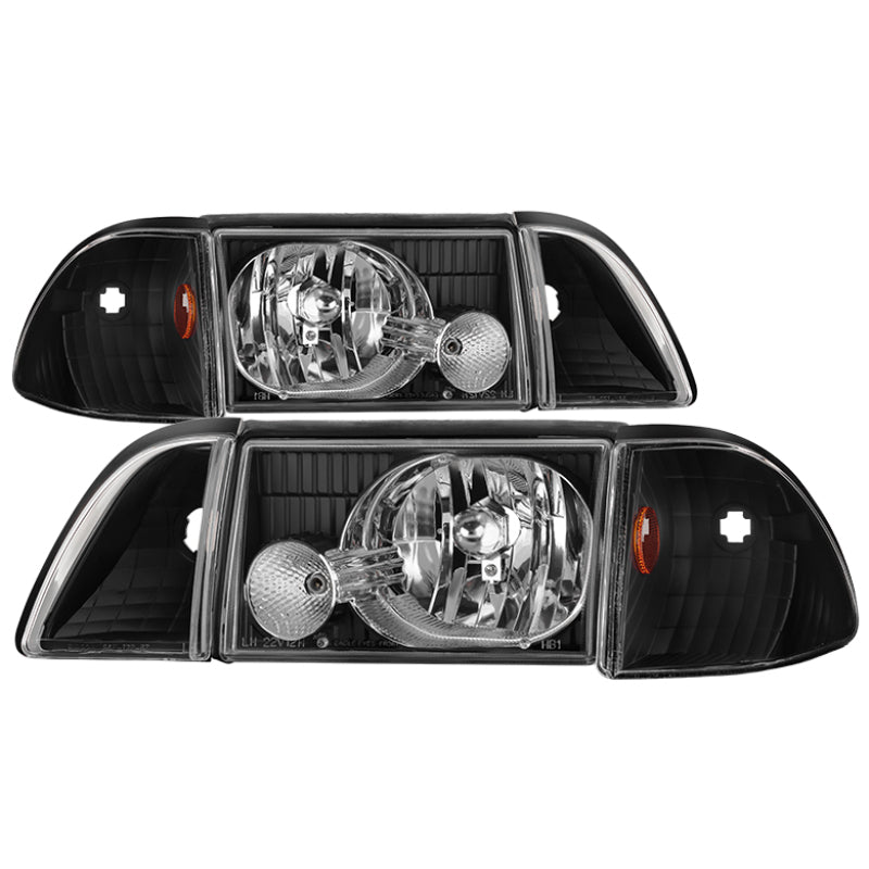 xTune 9035265 fits Ford Mustang 87-93 OEM style Headlights 6pcs Amber - Black H