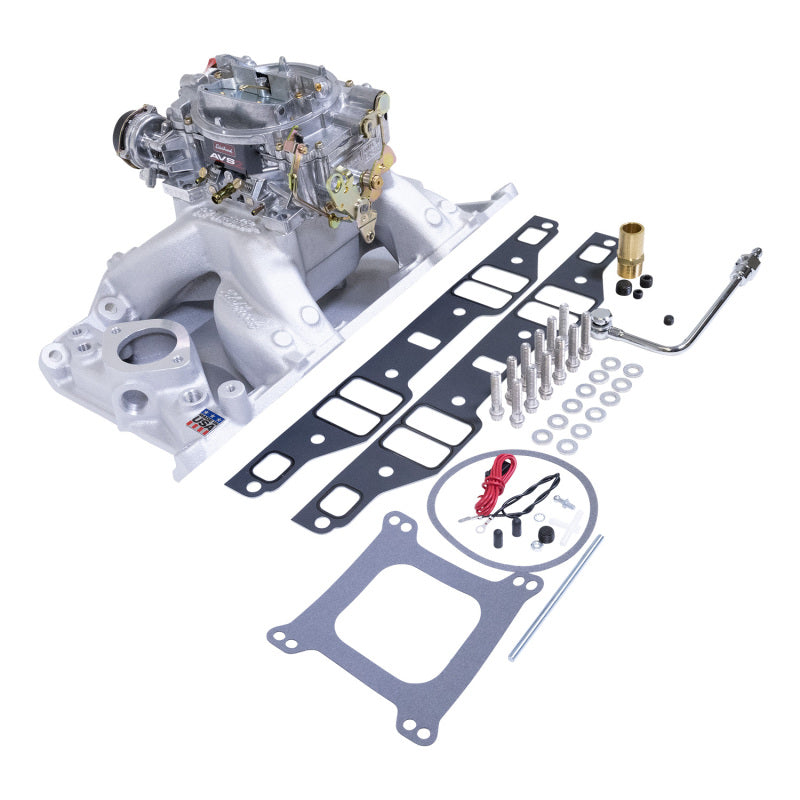 Edelbrock 2075 Manifold And Carb Kit Performer RPM Air-Gap Small Block fits Chrysler Natural Finish