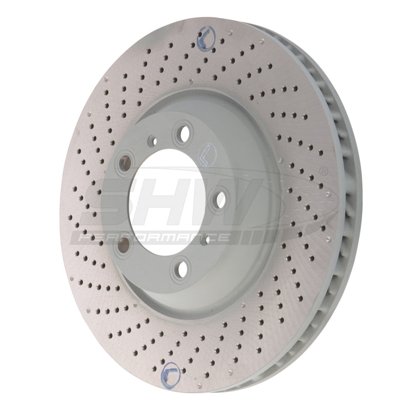 SHW Performance PFL32909 SHW 04-08 fits Porsche 911 GT3 w/o Ceramics Left Front Cross-Drilled Monobloc Brake Rotor (99735140990)