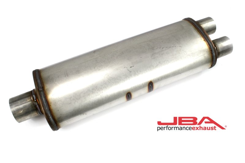 JBA 40-252500 Universal Chambered 304SS Muffler 25x8x5in 3in Center Inlet/2.5in Dual Outlet