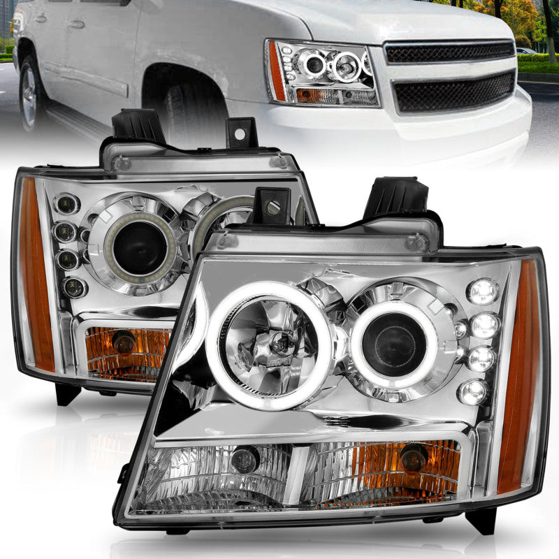 ANZO 111108 2013 fits Chevrolet 07-20 Avalanche Projector Headlights w/ Halo Chrome