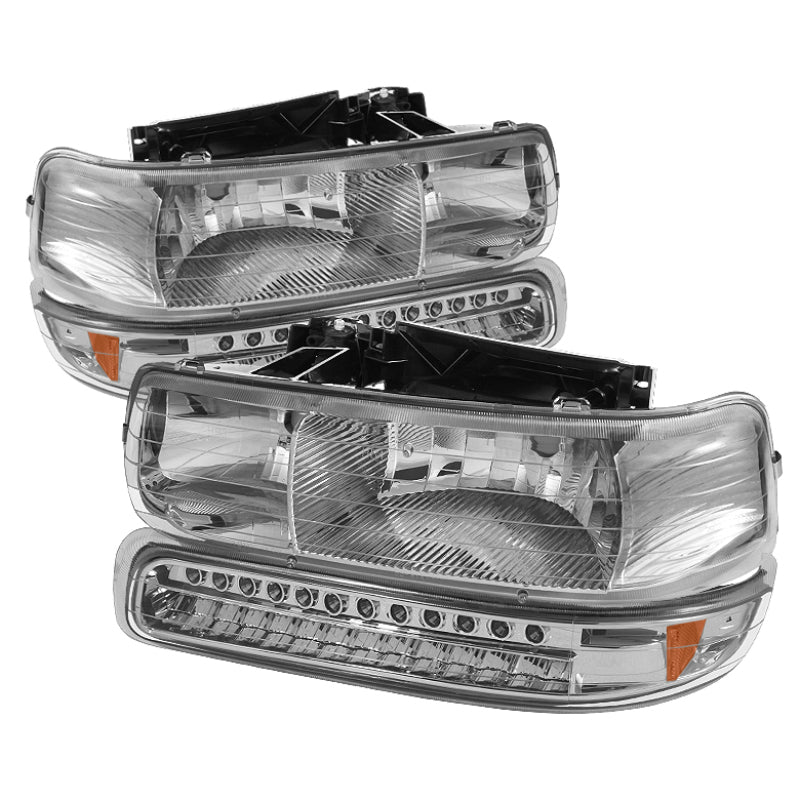 5069474 Xtune fits Chevy 00-06 TahOE Headlights w/ LED Bumper Lights Amber Chr