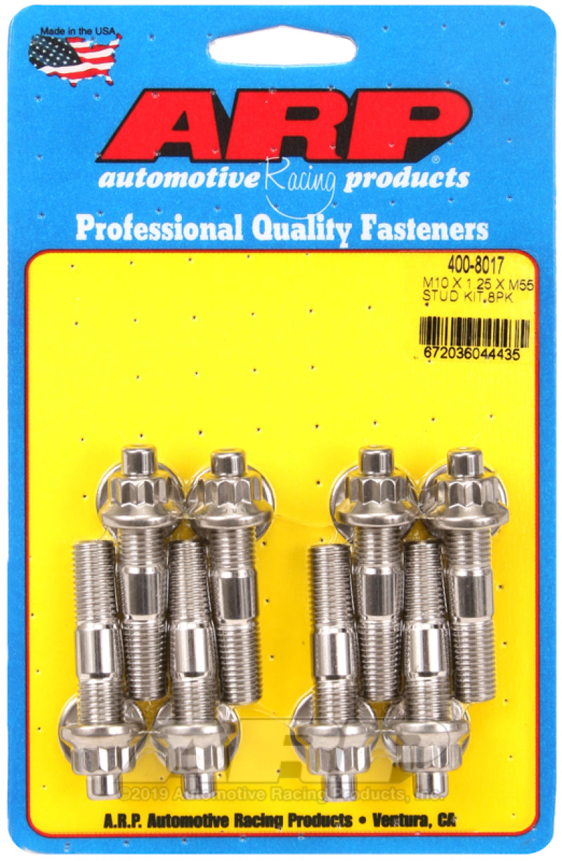 ARP 400-8017 Sport Compact M10 x 1.25 x 55mm Stainless Accessory Studs (8 pack)