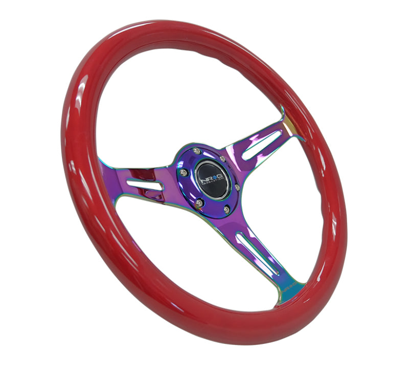 NRG ST-015MC-RD ST-015MC-RD Classic Wood Grain Steering Wheel Red Grip