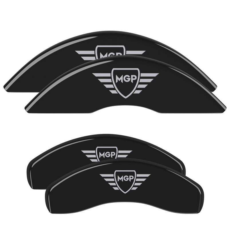MGP 23230SMGPBK 4 Caliper Covers Engraved Front & Rear Black Finish Silver Char