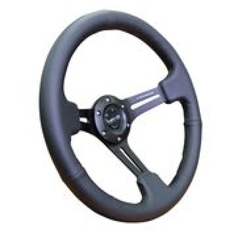 NRG RST-018R RST-018R Reinforced Steering Wheel Black Leather w/ Black