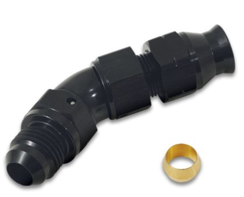 Vibrant 16576 45 Degree 3/8in Tube to Male -6AN Flare Adapter w/ Olive Inserts