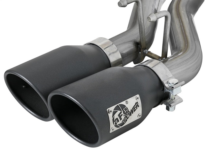 AFE 49-48054-B Series Cat-Back 2.5in Dual Center Exit SS Exhaust w/ Black Tips