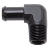 Edelbrock 8178 Hose End 90-Deg 1/2In NPT to 5/8In Barb Black Anodize