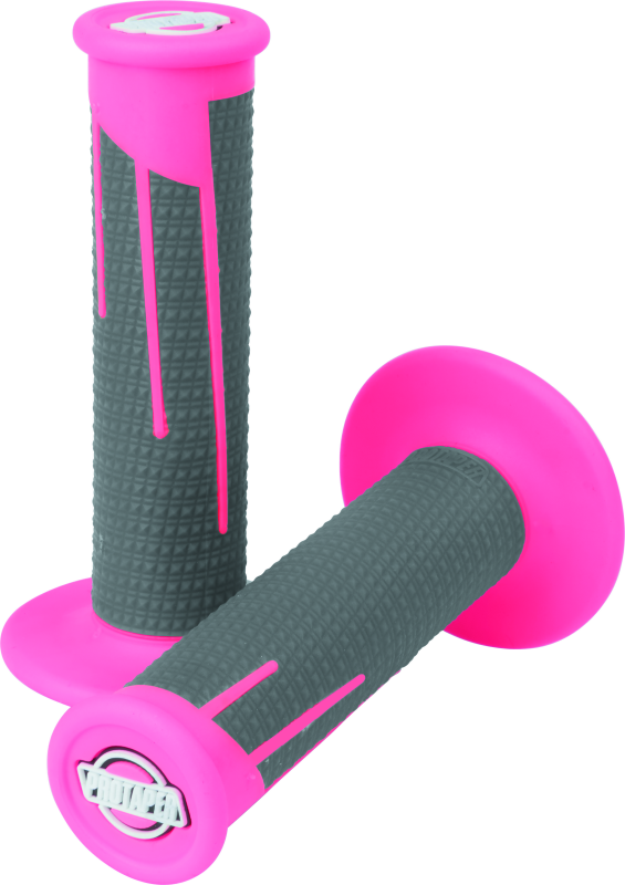 ProTaper 21684 Full Diamond Clamp-On Grips - Neon Pink/Dark Gray