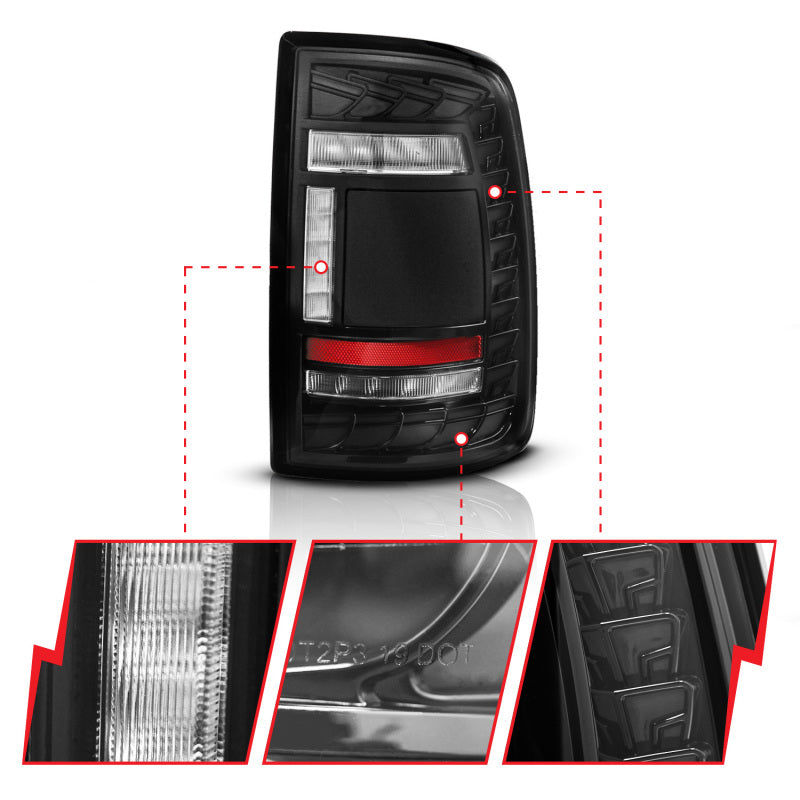 ANZO 311482A 19-24 fits RAM 2500/3500 Full LED Tail Lights SeqSig Black - Pair