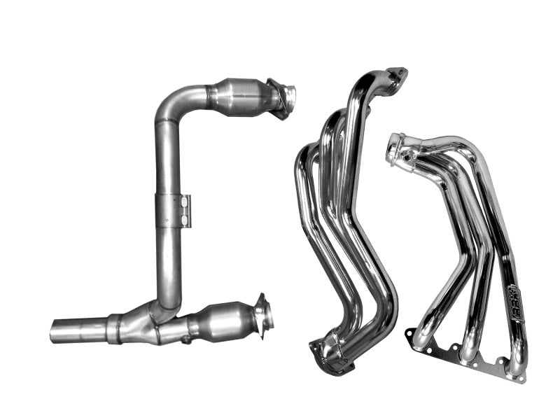 BBK 4050 fits Jeep 07-11 3.8 V6 Long Tube Exhaust Headers And Y Pipe And Conver
