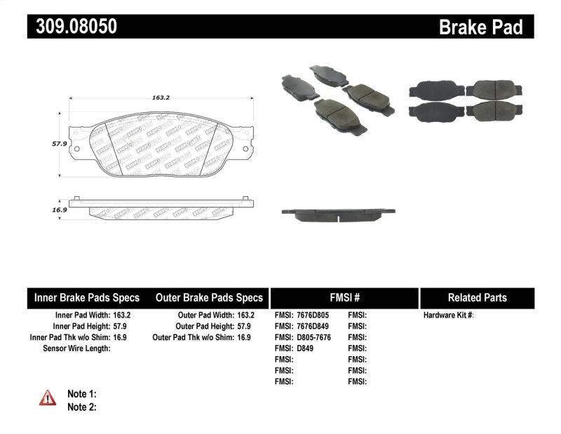 Stoptech 309.0805 Performance Brake Pads