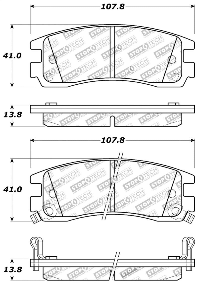 Stoptech 309.0698 Sport Brake Pads w/Shims and Hardware - Front