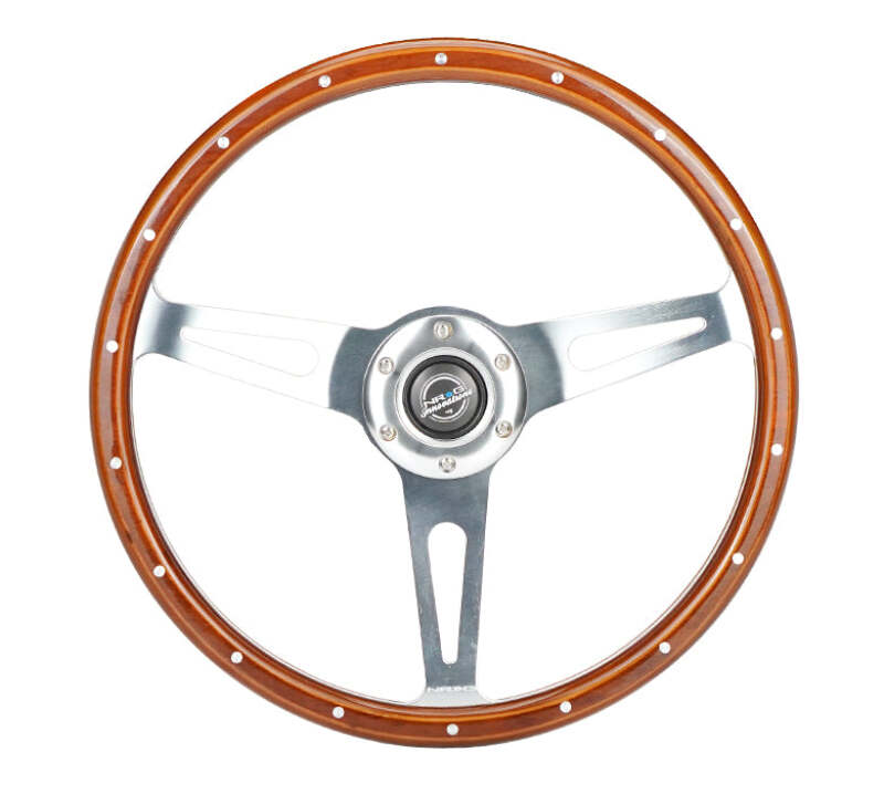 NRG RST-363SL RST-363SL Reinforced Steering Wheel Dark Wood Grain w/Chrome
