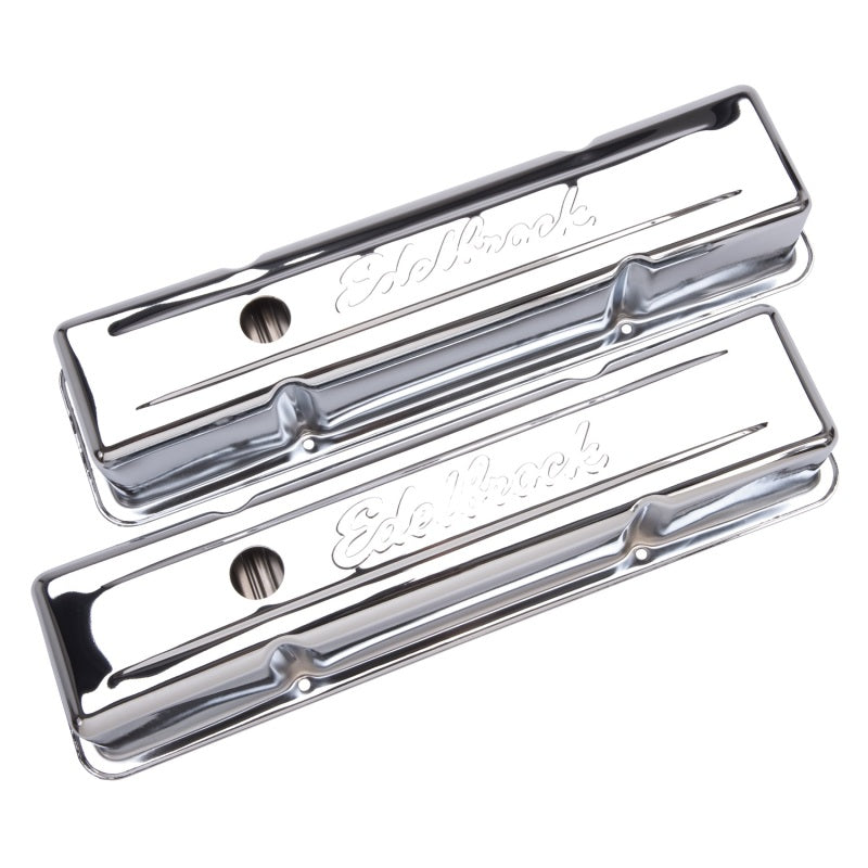 Edelbrock 4649 Valve Cover Signature Series fits Chevrolet 1959-1986 262-400 CI V8 Tall Chrome