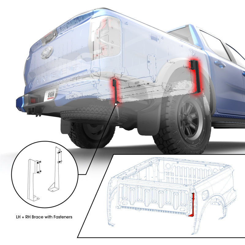 EGR RA039842 24-25 fits Ford Ranger w/ 5ft Bed J-Brace Support for RollTrac