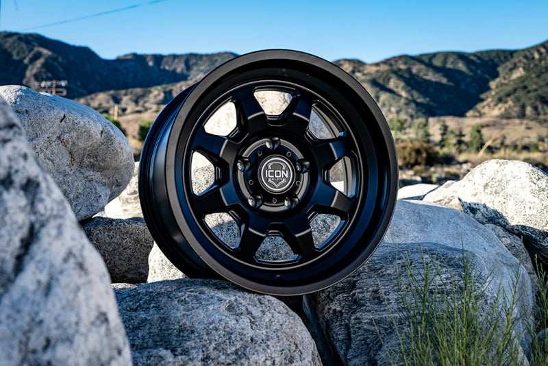ICON 8117857345SB Nuevo 17 X 8.5 5 X 5 6mm Offset 4.5in BS Satin Black