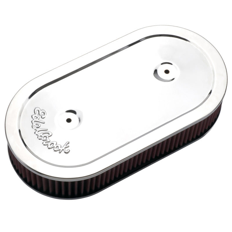 Edelbrock 1236 Air Cleaner Pro-Flo Series Oval Steel Top Cloth Element 13 5In X 7In X 3 5In Chrome