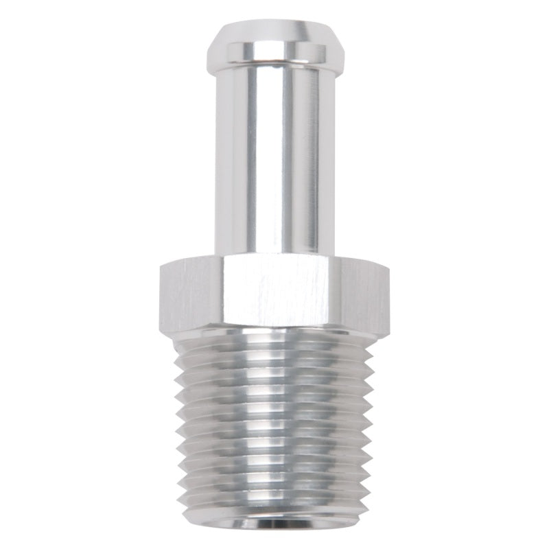 Edelbrock 8121 Hose End Straight 1/2In NPT to 1/2In Barb Clear Anodize