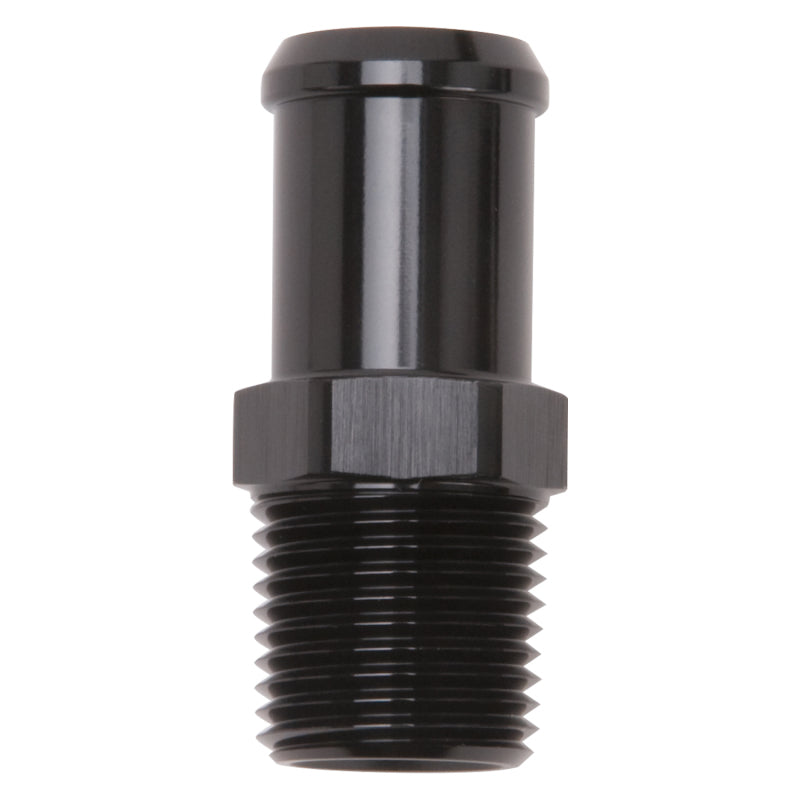 Edelbrock 8183 Hose End Straight 1/2In NPT to 3/4In Barb Black Anodize