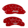 MGP 42018SJPLRD 4 Caliper Covers Engraved Front fits Jeep Rear Grill Logo Red Fi