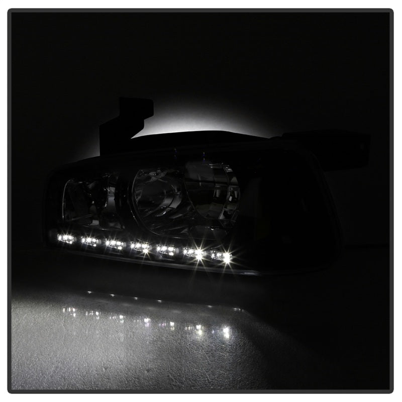 5017635 Xtune fits Dodge 06-10 Charger 1Pc LED Crystal Headlights Black HD-ON-