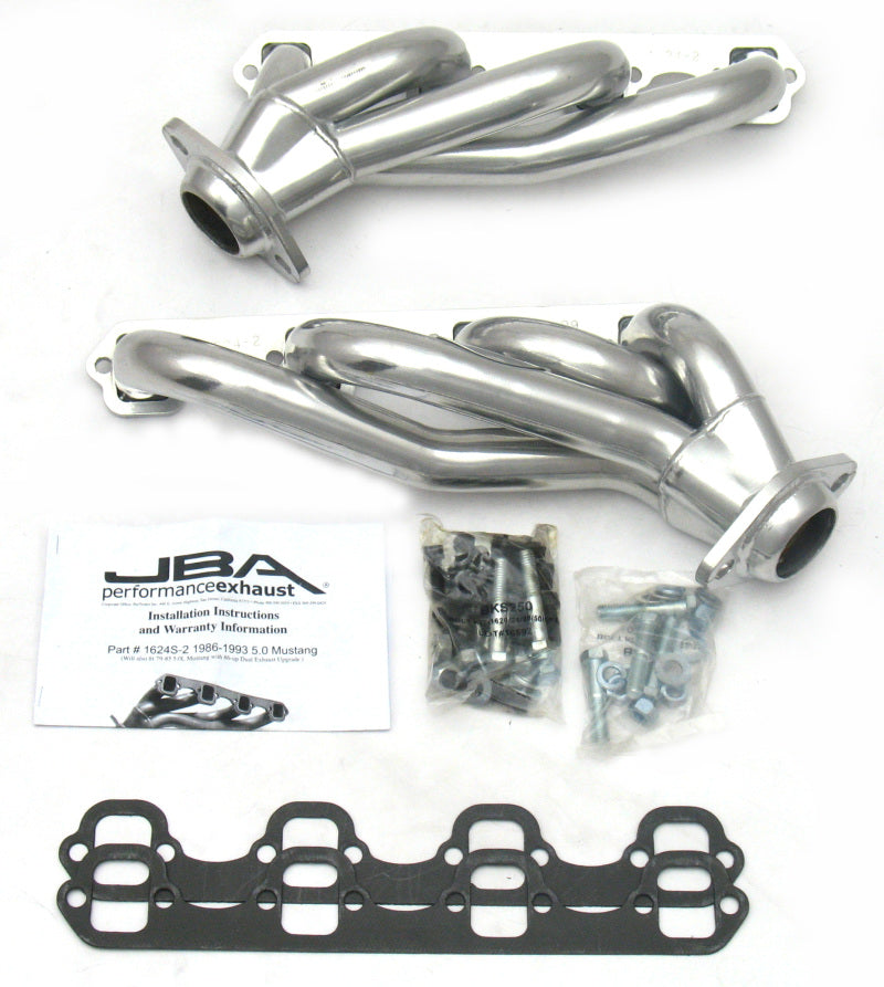 JBA 1624S-2JS fits Ford 86-93 Mustang 5.0L SBF 1-5/8in Primary Silver Ctd Cat4Ward Header
