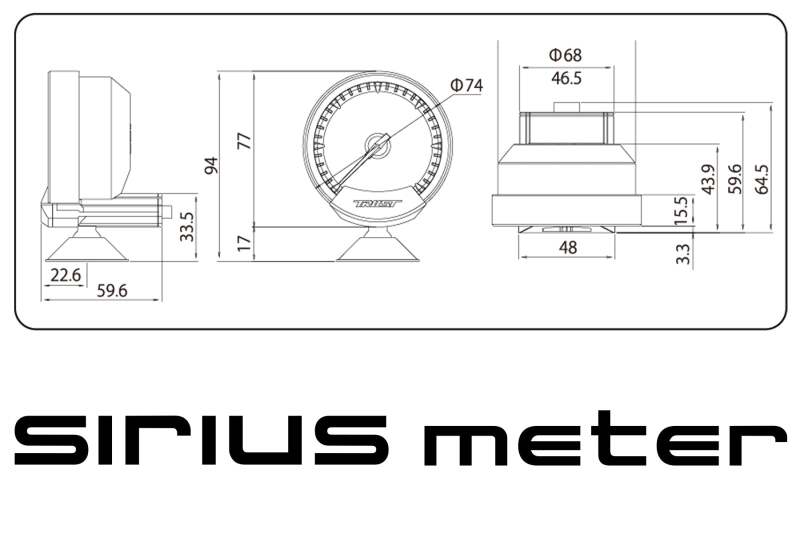 GReddy 16001731 Sirius Meter - Water Temp 0/120 (Deg.C) 74mm Analog Gauge (w/Wat