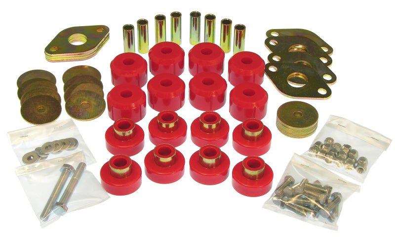 Prothane 1-118 fits Jeep 07-11 Wrangler JK 2DR Body Mount Kit - Red