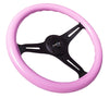 NRG ST-015BK-PK ST-015BK-PK Classic Wood Grain Steering Wheel Solid Pink