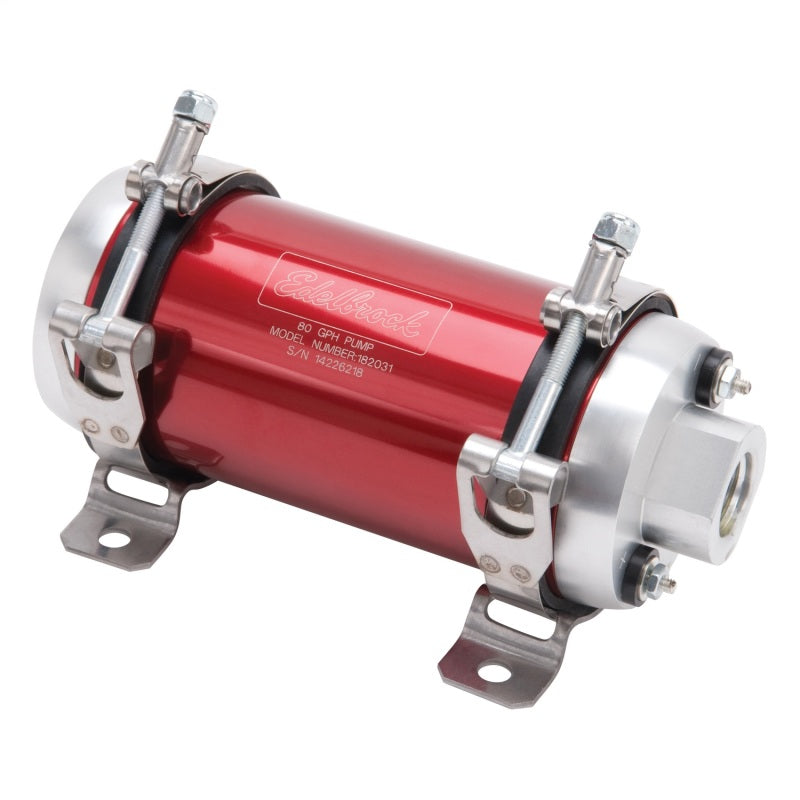 Edelbrock 182031 Fuel Pump Electric Quiet-Flo EFI 80 GPH -10 In -10 Out Red/Clear