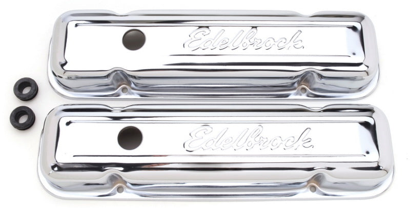 Edelbrock 4456 Valve Cover Signature Series fits Pontiac 1962-1979 301-455 CI V8 Low Chrome