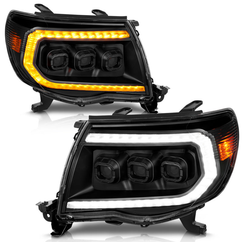 ANZO 111640A 05-11 fits Toyota Tacoma Full LED Projector Headlights White DRL/Init/SeqSig Black - Pair