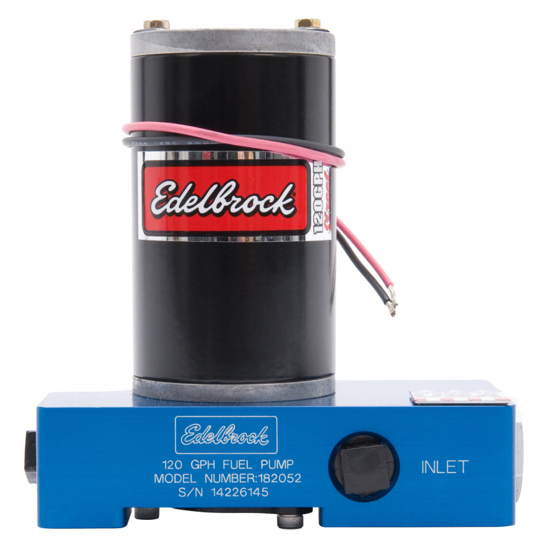 Edelbrock 182052 Fuel Pump Electric Quiet-Flo Carbureted 120GPH 3/8In In 3/8In Out 120 GPH Blue