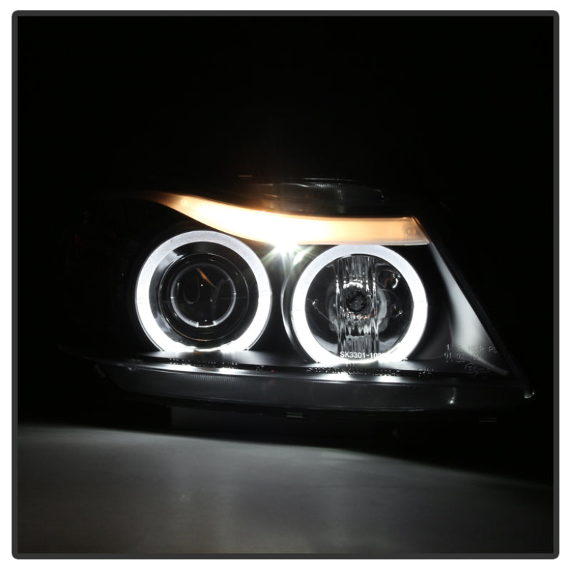 Spyder 5009005 fits BMW 06-08 E90 3-Series Projector LED Halo Amber Reflctr Rpl