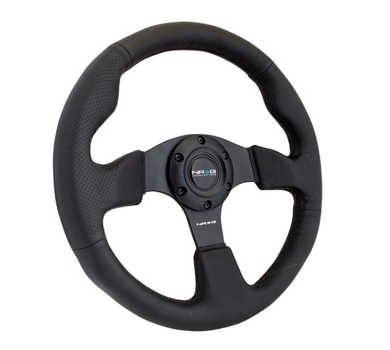 NRG RST-012R Reinforced Steering Wheel (320mm) Black Leather w/Black Stitching
