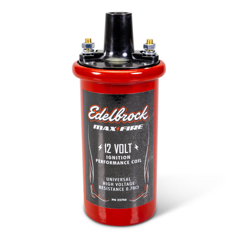 Edelbrock 22746 Ignition Coil - Electric Oil Filled - .70 PR Red w/ Black Top