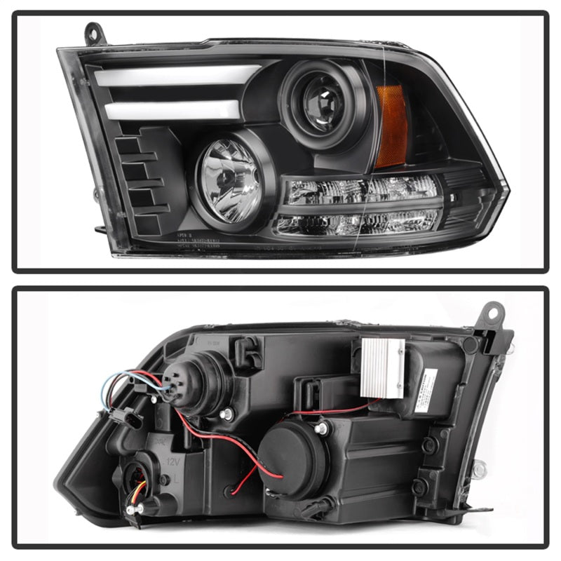 Spyder 5081001 fits Dodge 09-12 Ram Projector Headlights Light Bar DRL Black PR